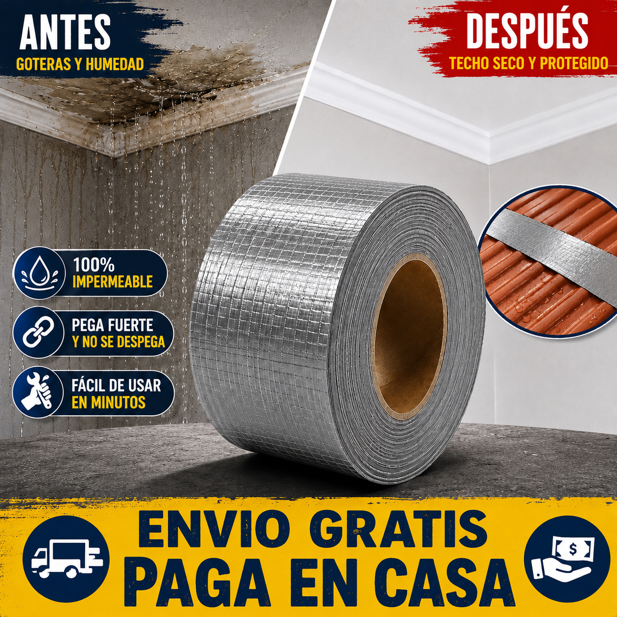 Cinta Tapa Gotera De Butilo - Sella filtraciones al instante